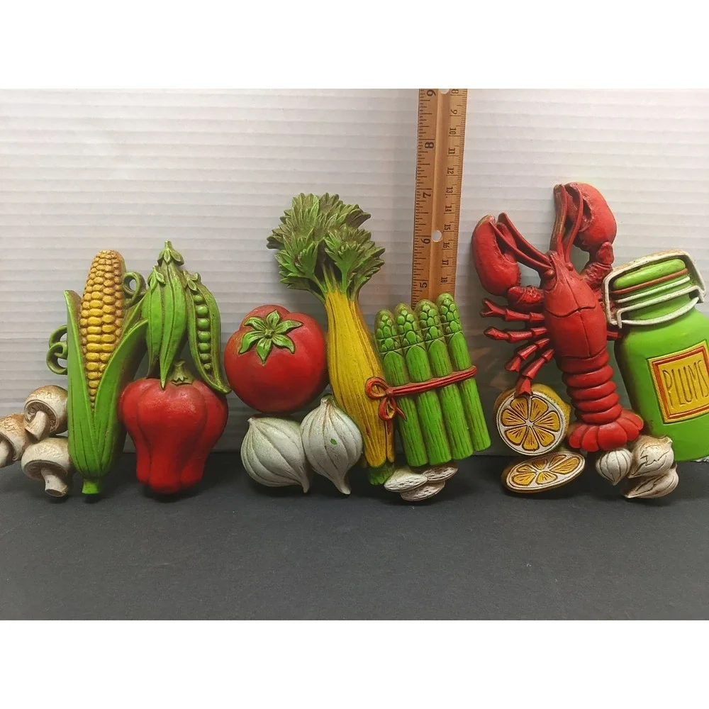 Vintage Homco 1975 Home Interior Wall Plaque Set Garden Vegetable Lobster